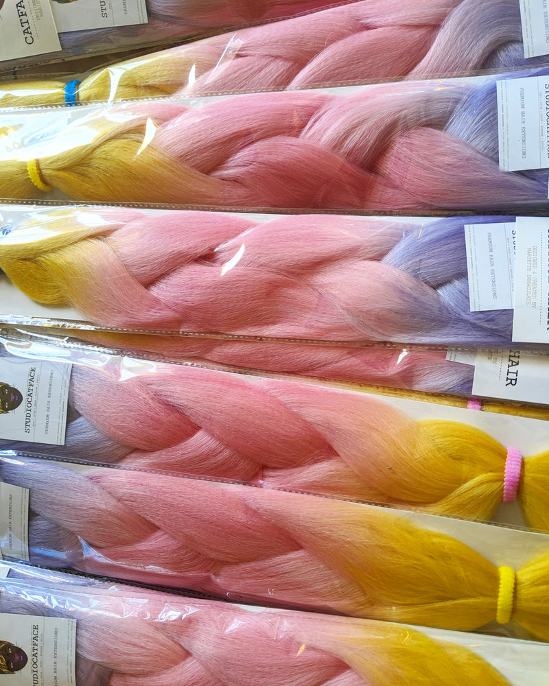 CATFACE HAIR LEMON BERRY OMBRE BRAIDING HAIR EXTENSIONS -  24 INCHES.
