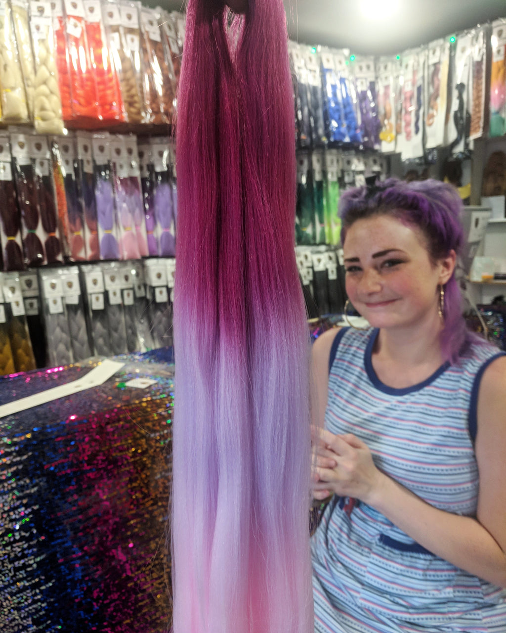 CATFACE HAIR PINK MELODY OMBRE BRAIDING HAIR - 24 INCHES.