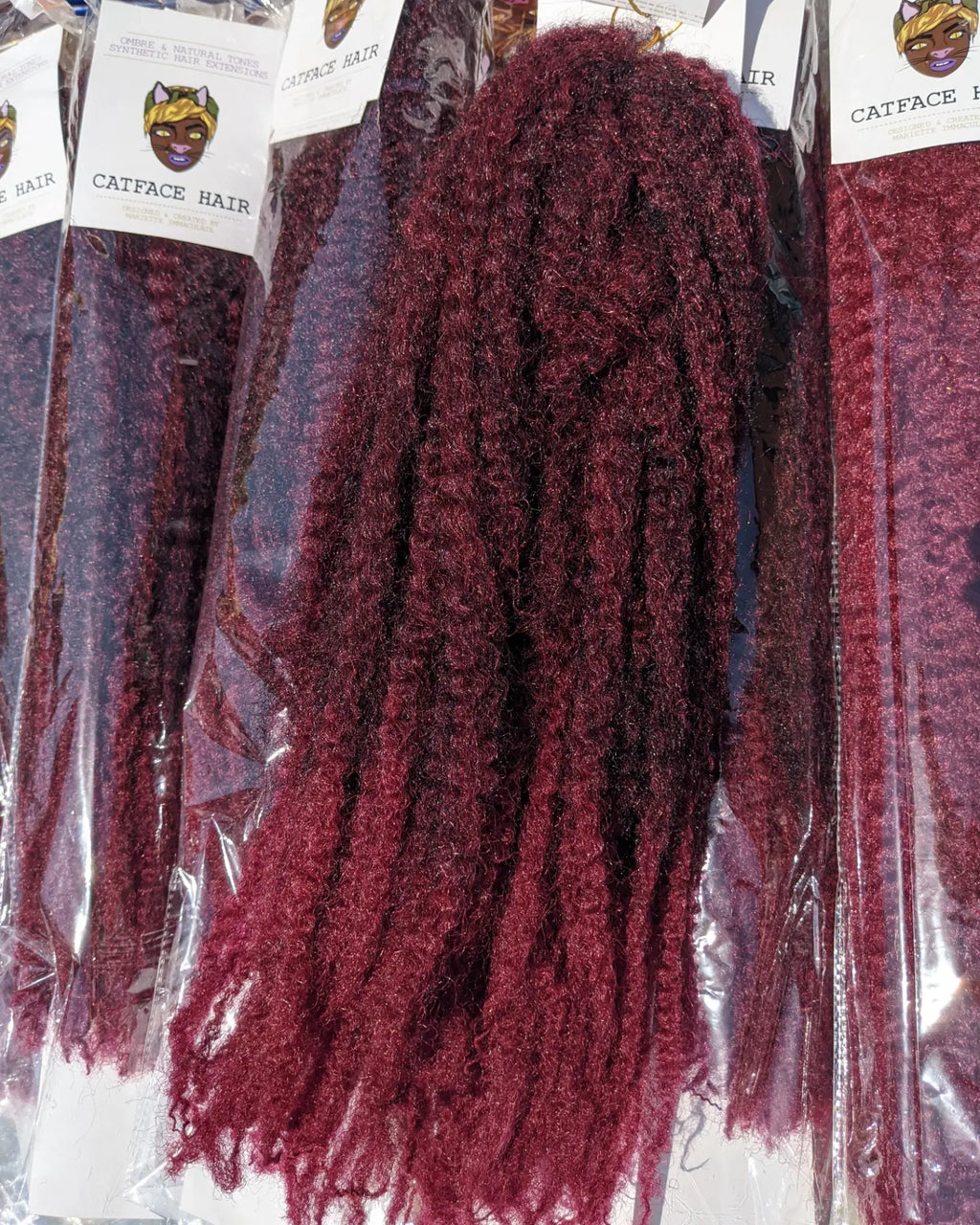 CATFACE MARLEY BRAID HAIR - BROWN AND BURGUNDY OMBRE | CROCHET BRAIDS | FAUX LOCS.