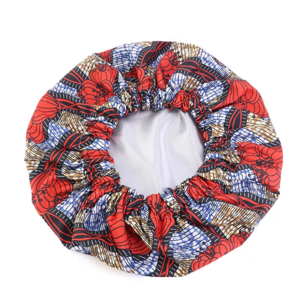 African Style Satin Ankara Bonnet -  LARGE - CHARITY.
