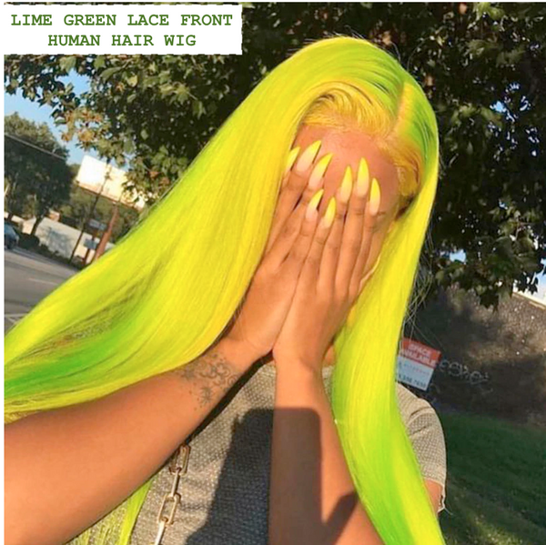 CATFACE HAIR HUMAN HAIR BRAZILLIAN LACE FRONT LIME GREEN STRAIGHT