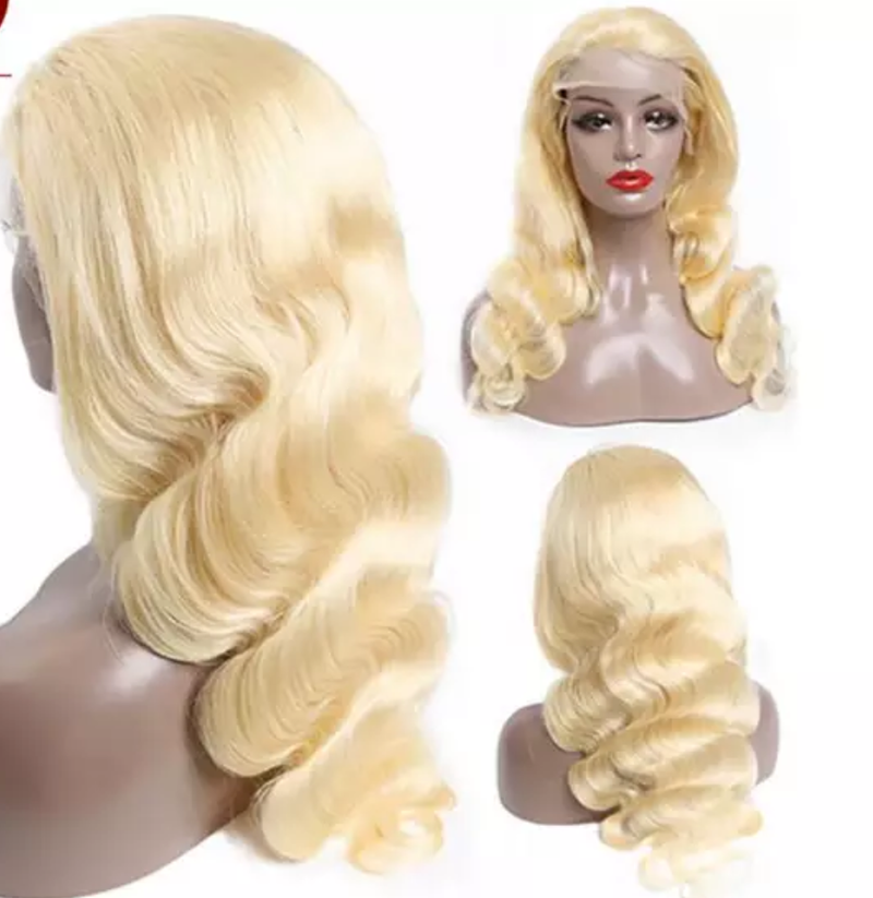 CATFACE HAIR 100% VIRGIN HAIR  RUSSIAN HAIR CURLY SWISS LACE FRONT WIG, HD TRANSPARENT : BLONDE - READY TO WEAR.