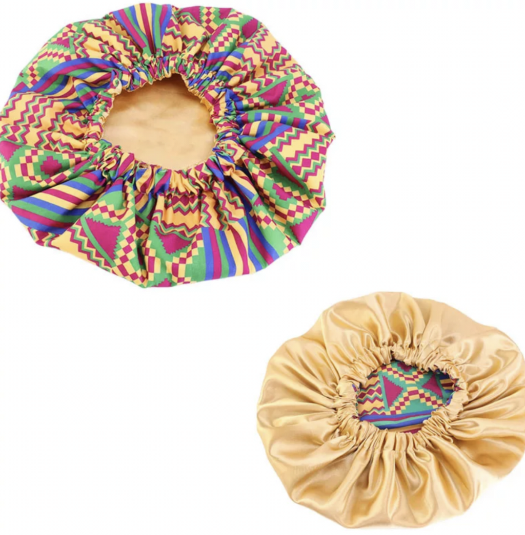 African Style Satin Ankara Bonnet -  LARGE - EVIE.