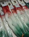 Limited Edition! RUBY RED, NEON WHITE & GREEN OMBRE BRAIDING HAIR - 24 INCHES.