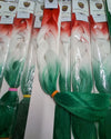 Limited Edition! RUBY RED, NEON WHITE & GREEN OMBRE BRAIDING HAIR - 24 INCHES.