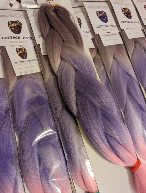 BROWN GREY PERIWINKLE FOUR TONE OMBRE JUMBO BRAIDING HAIR