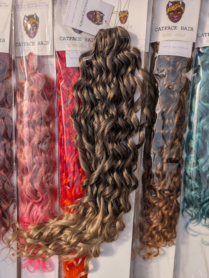 BROWN & WARM BLONDE CURLY HAIR -  CROCHET & BOHO BRAIDS 24 INCHES