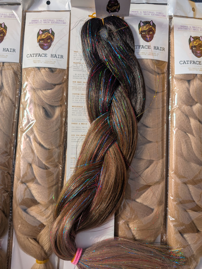 TINSEL BLACK CHOCO BROWN OMBRE JUMBO BRAIDING HAIR