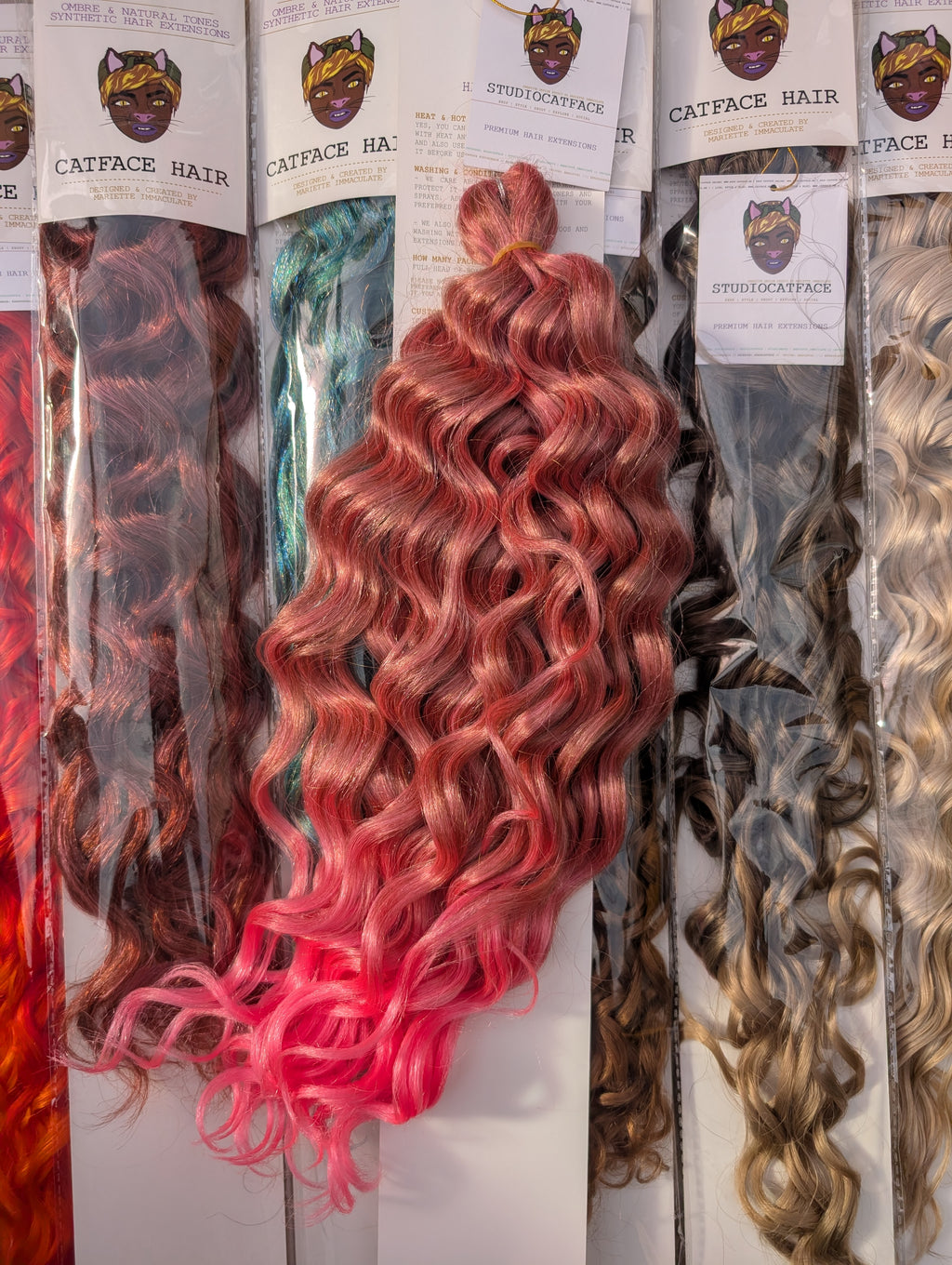 PINK FANCY CURLY HAIR -  CROCHET & BOHO BRAIDS 24 INCHES