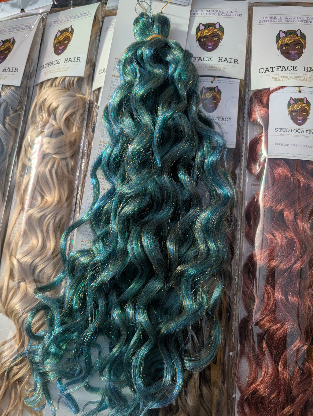 BLUE & SEA GREEN CURLY HAIR -  CROCHET & BOHO BRAIDS 24 INCHES