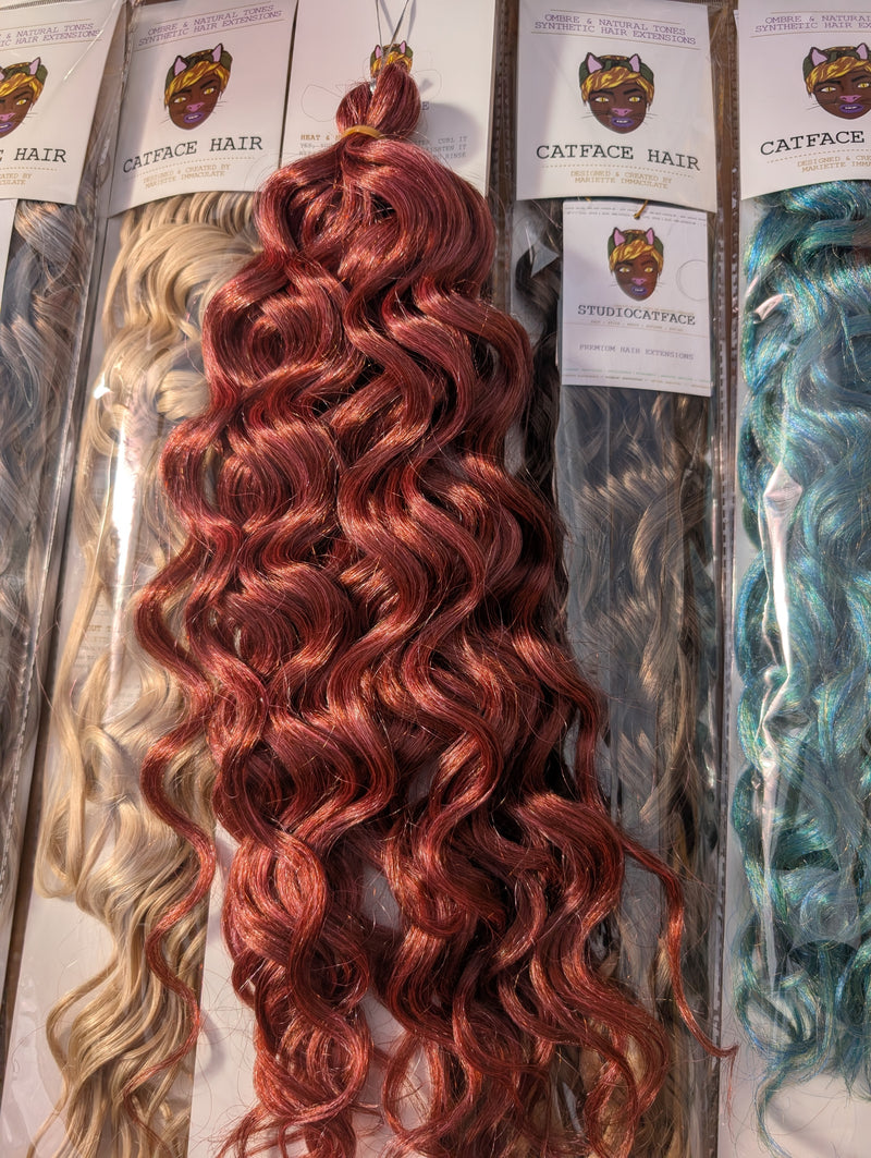 SOFT PINK & GINGER  WAVES CURLY HAIR -  CROCHET & BOHO BRAIDS 24 INCHES
