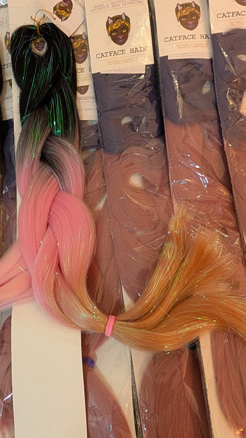 BLACK PINK CANDY & TINSEL OMBRE JUMBO BRAIDING HAIR