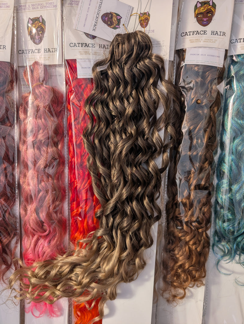 HONEY & BROWN CURLY HAIR -  CROCHET & BOHO BRAIDS 24 INCHES