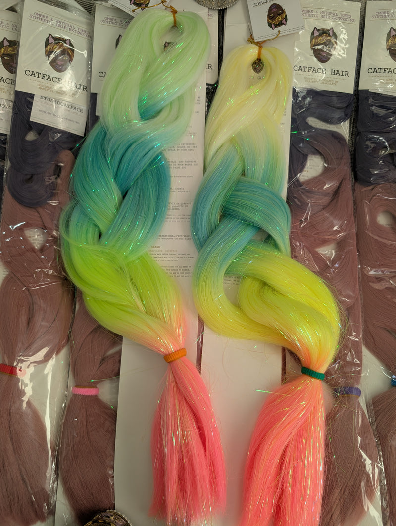 NEON GLOW & TINSEL FOUR TONE JUMBO OMBRE BRAIDING HAIR