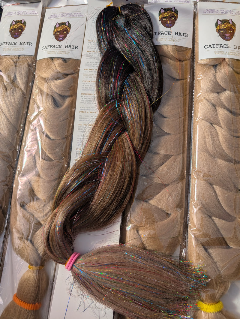 TINSEL BLACK CHOCO BROWN OMBRE JUMBO BRAIDING HAIR