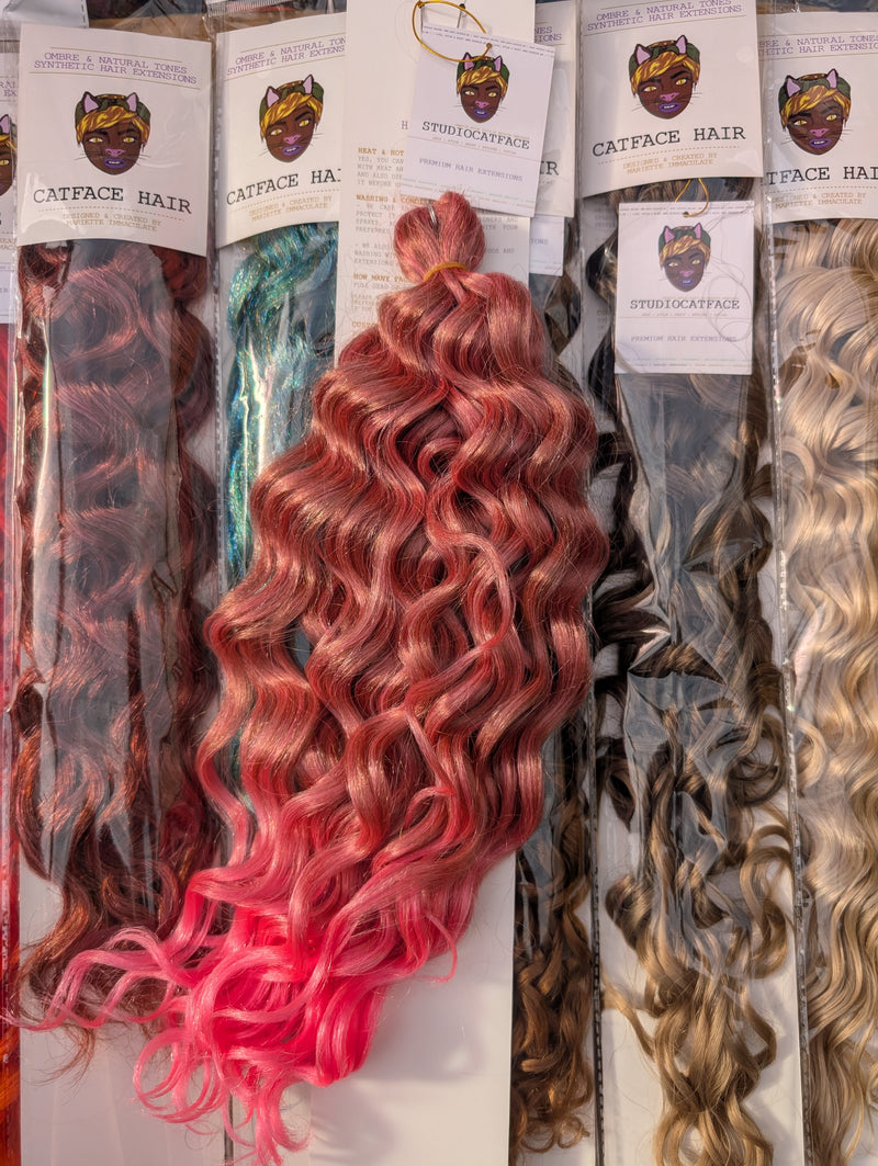 PINK FANCY CURLY HAIR -  CROCHET & BOHO BRAIDS 24 INCHES