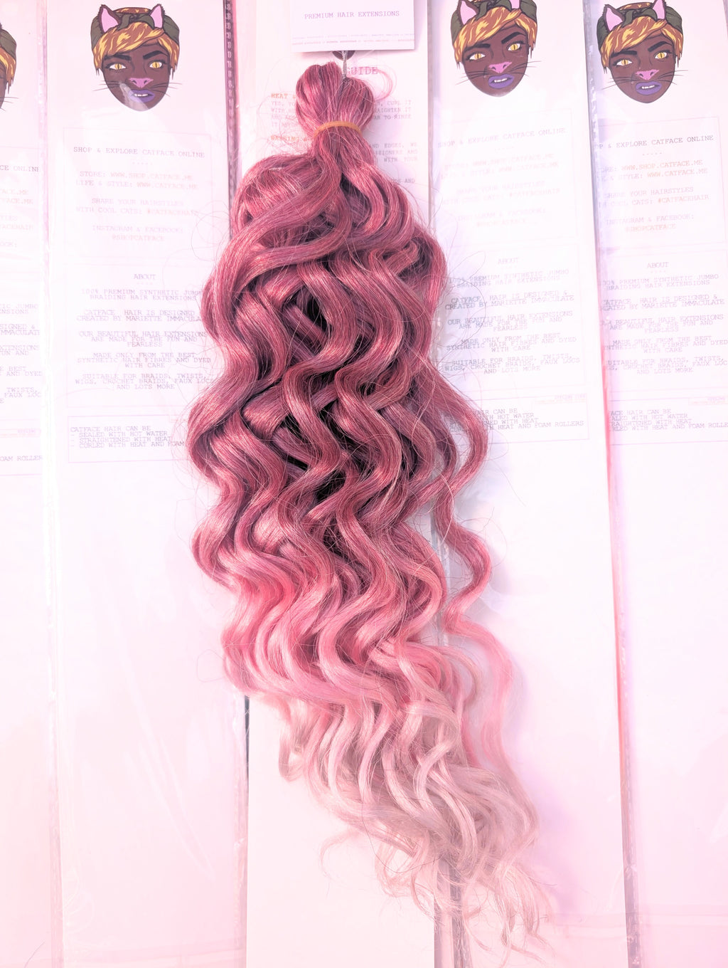TROPICAL PINK THREE TONE CURLY HAIR -  CROCHET & BOHO BRAIDS 24 INCHES
