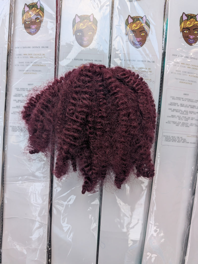 KINKY AFRO CURL HAIR - BURGUNDY | CROCHET BRAIDS | FAUX LOCS