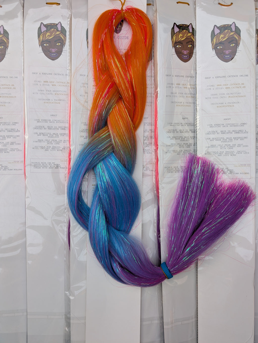 ORANGE CRUSH OMBRE - THREE TONE TINSEL JUMBO  BRAIDING HAIR