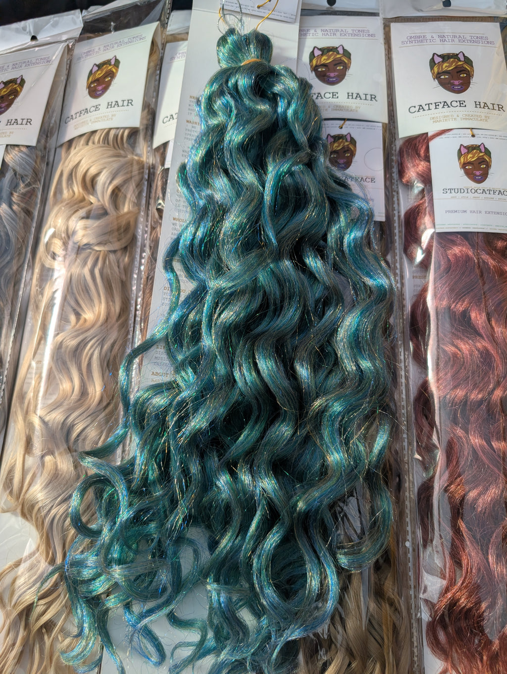 BLUE & SEA GREEN CURLY HAIR -  CROCHET & BOHO BRAIDS 24 INCHES