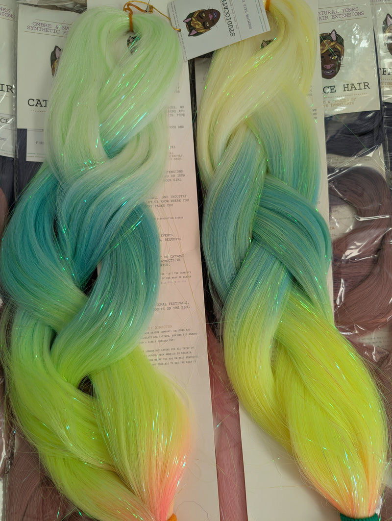 NEON GLOW & TINSEL FOUR TONE JUMBO OMBRE BRAIDING HAIR