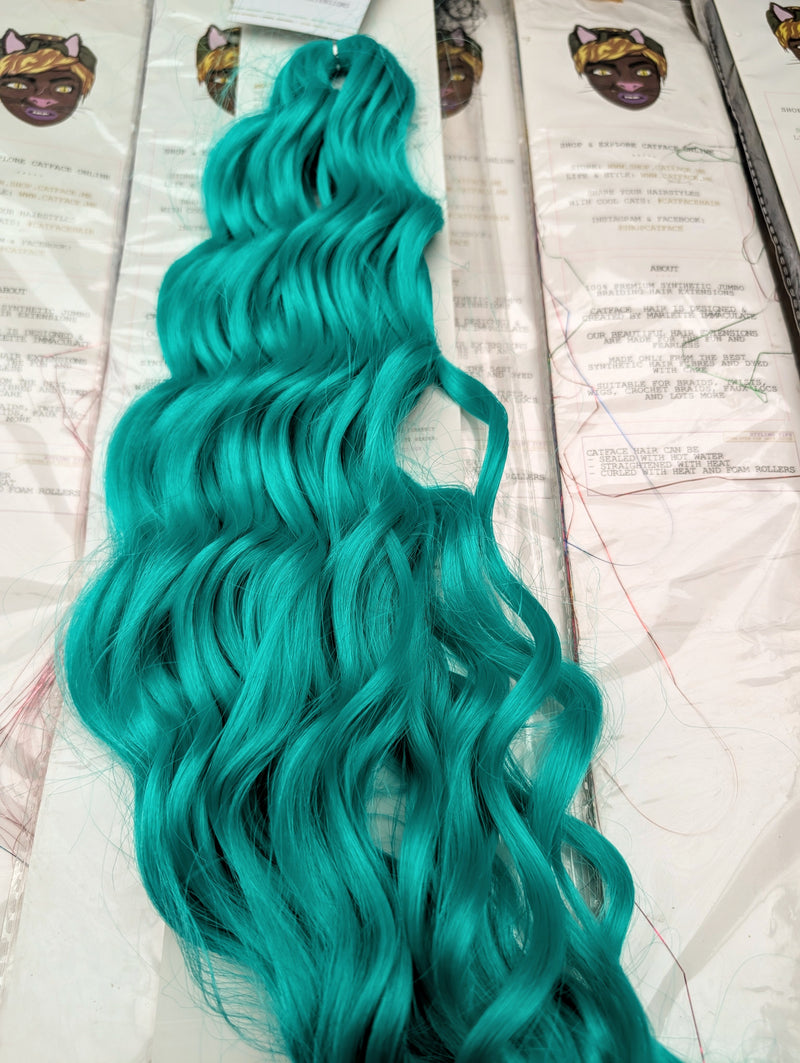 PRETTY GREEN CURLY HAIR -  CROCHET & BOHO BRAIDS 24 INCHES