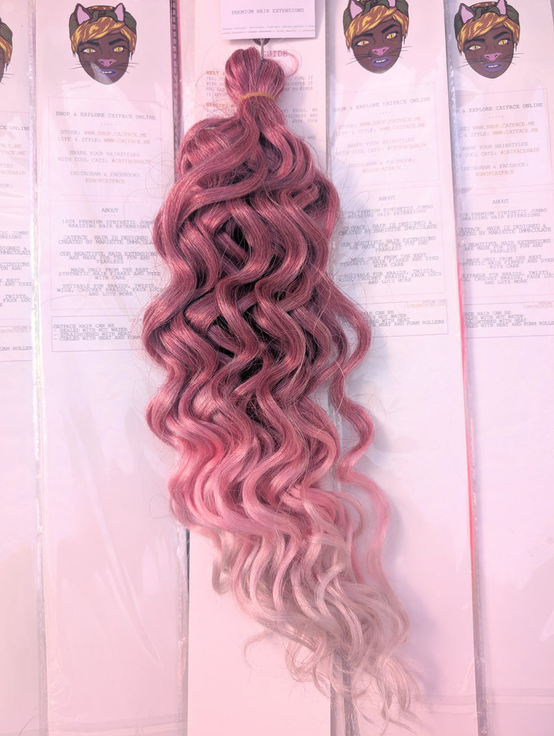 TROPICAL PINK THREE TONE CURLY HAIR -  CROCHET & BOHO BRAIDS 24 INCHES