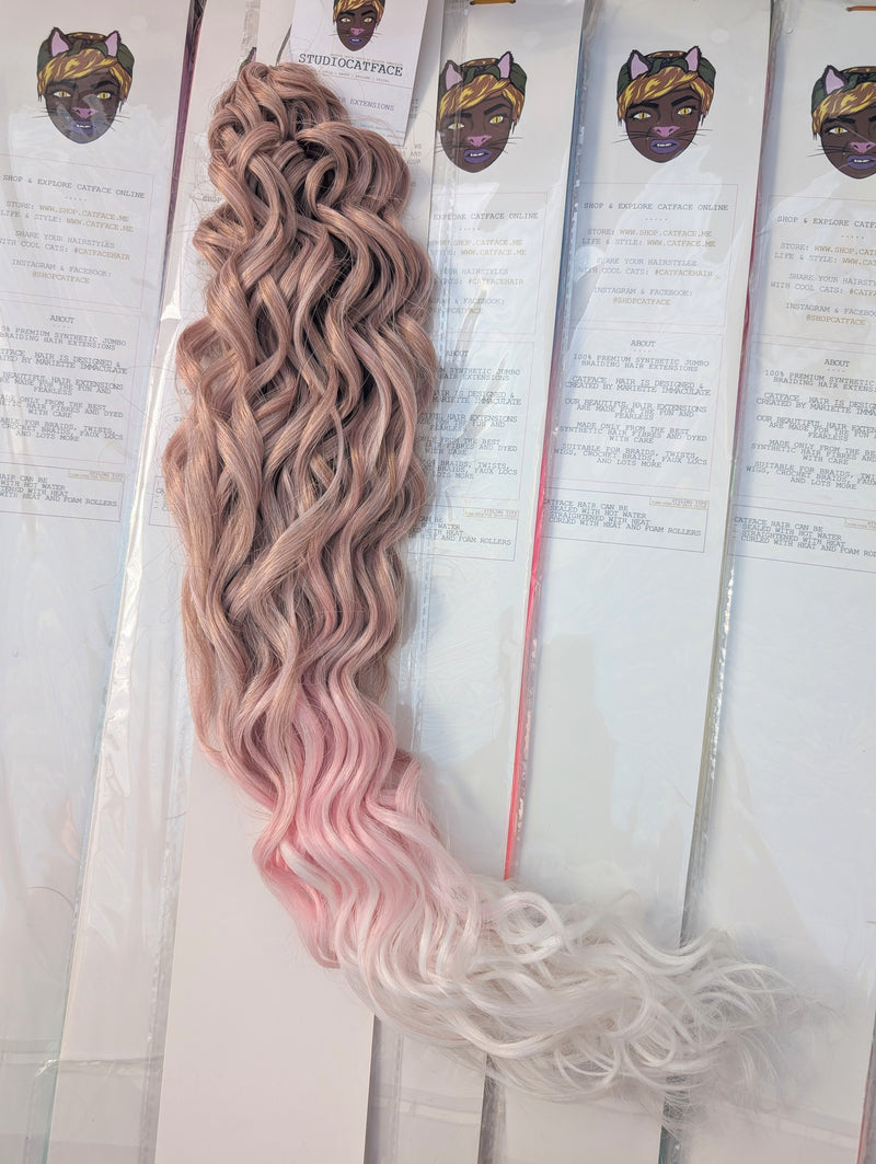 PINK FANTASY THREE TONE CURLY HAIR -  CROCHET & BOHO BRAIDS 24 INCHES