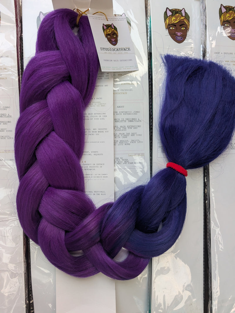 CATFACE MIDNIGHT PURPLE AND DEEPEST BLUE - TWO OMBRE 30+ INCHES JUMBO BRAIDING HAIR