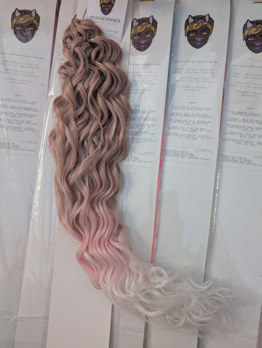 PINK FANTASY THREE TONE CURLY HAIR -  CROCHET & BOHO BRAIDS 24 INCHES