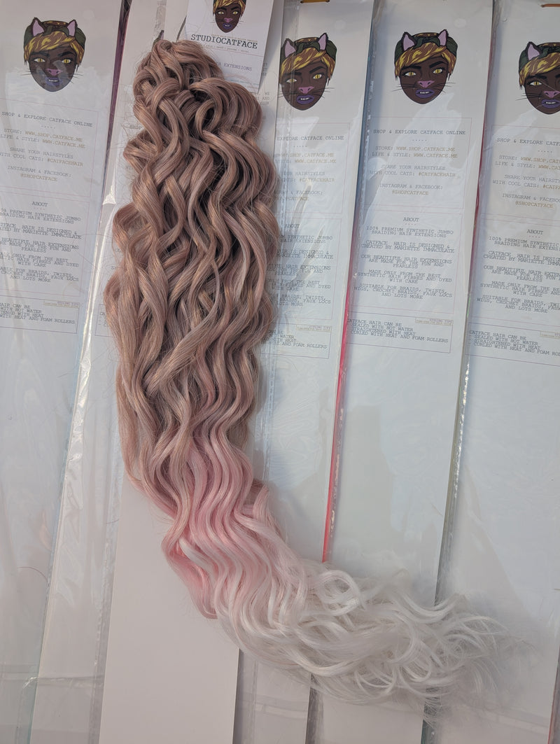 PINK FANTASY THREE TONE CURLY HAIR -  CROCHET & BOHO BRAIDS 24 INCHES