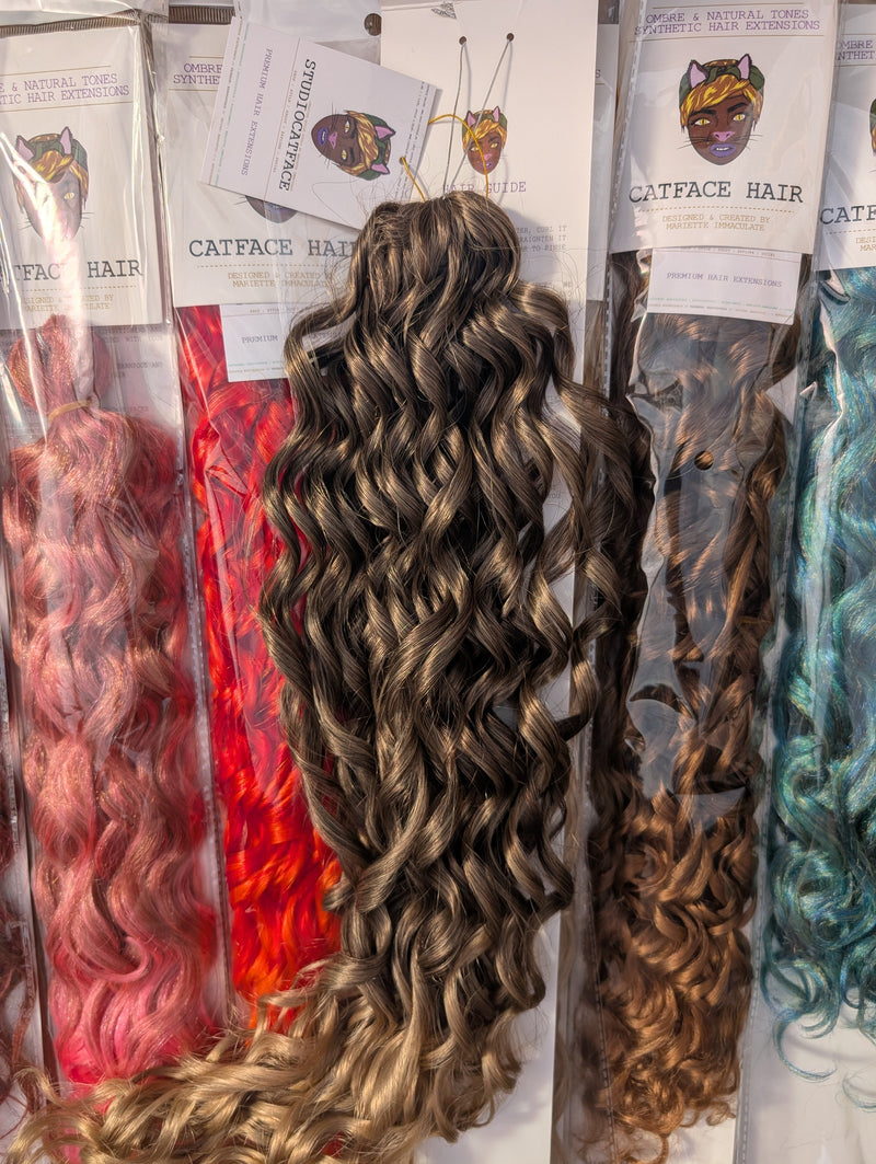 HONEY & BROWN CURLY HAIR -  CROCHET & BOHO BRAIDS 24 INCHES