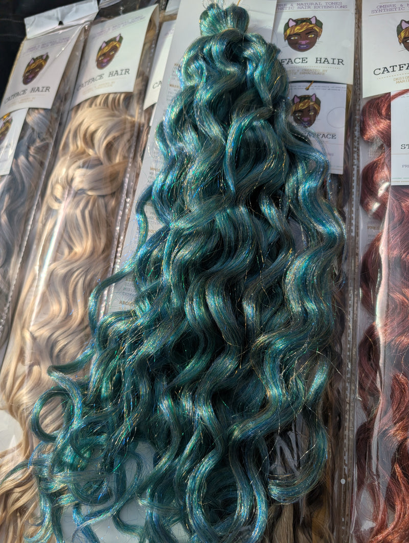 BLUE & SEA GREEN CURLY HAIR -  CROCHET & BOHO BRAIDS 24 INCHES