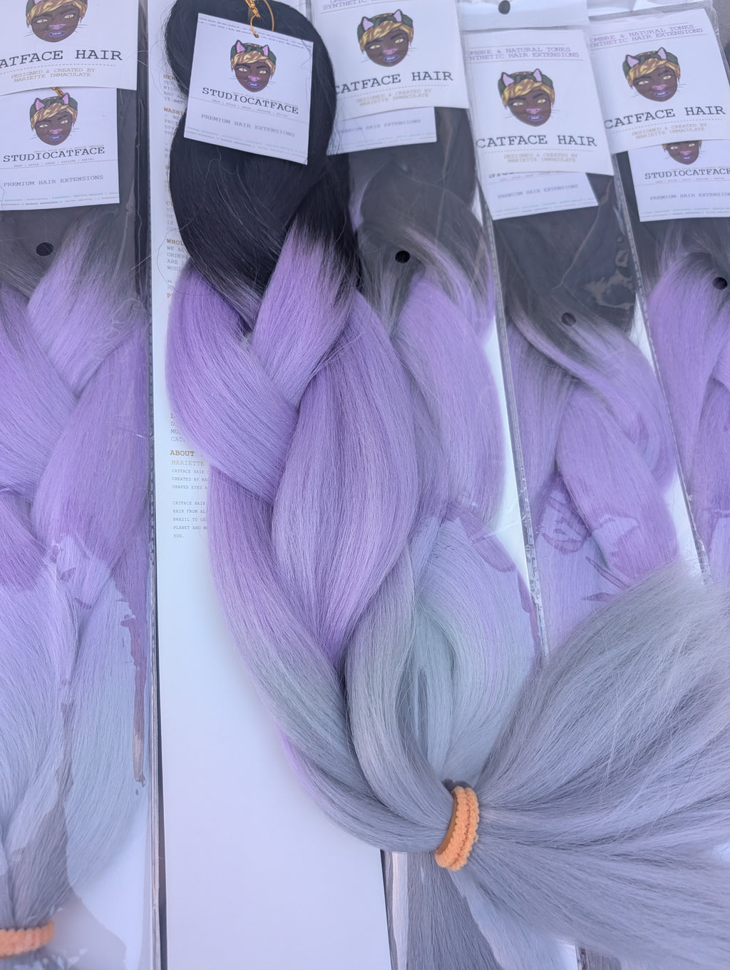 CATFACE HAIR BLACK LILAC GREY OMBRE JUMBO BRAIDING HAIR