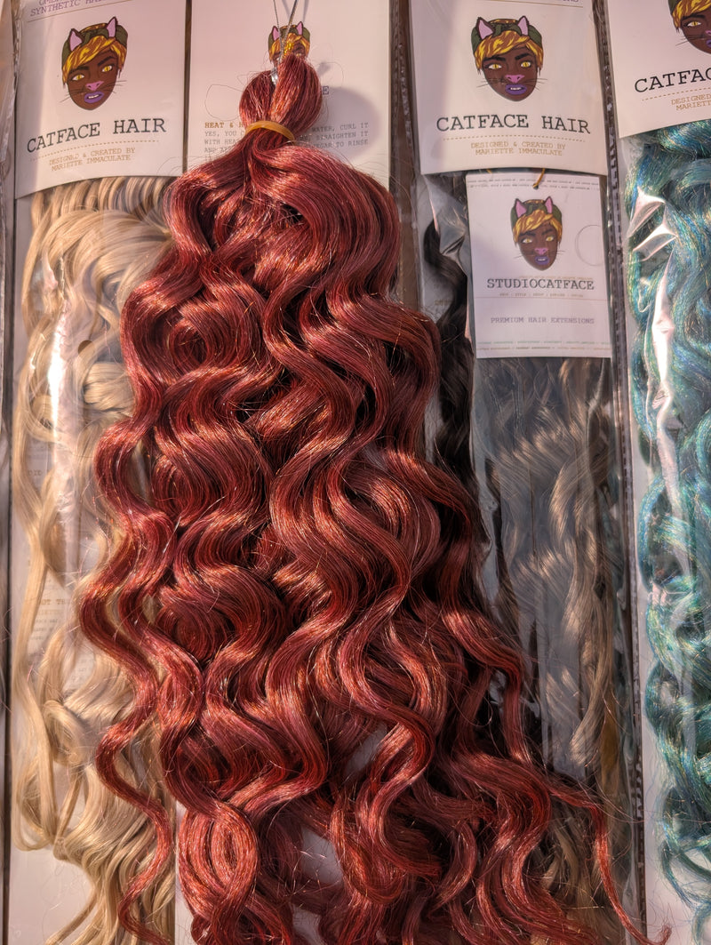 SOFT PINK & GINGER  WAVES CURLY HAIR -  CROCHET & BOHO BRAIDS 24 INCHES