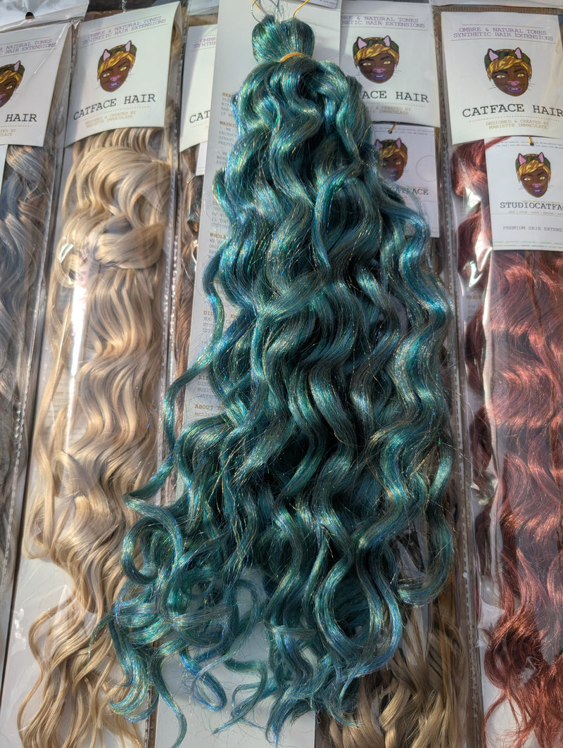 BLUE & SEA GREEN CURLY HAIR -  CROCHET & BOHO BRAIDS 24 INCHES