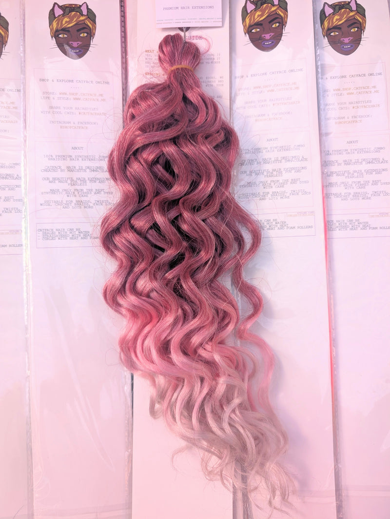 TROPICAL PINK THREE TONE CURLY HAIR -  CROCHET & BOHO BRAIDS 24 INCHES