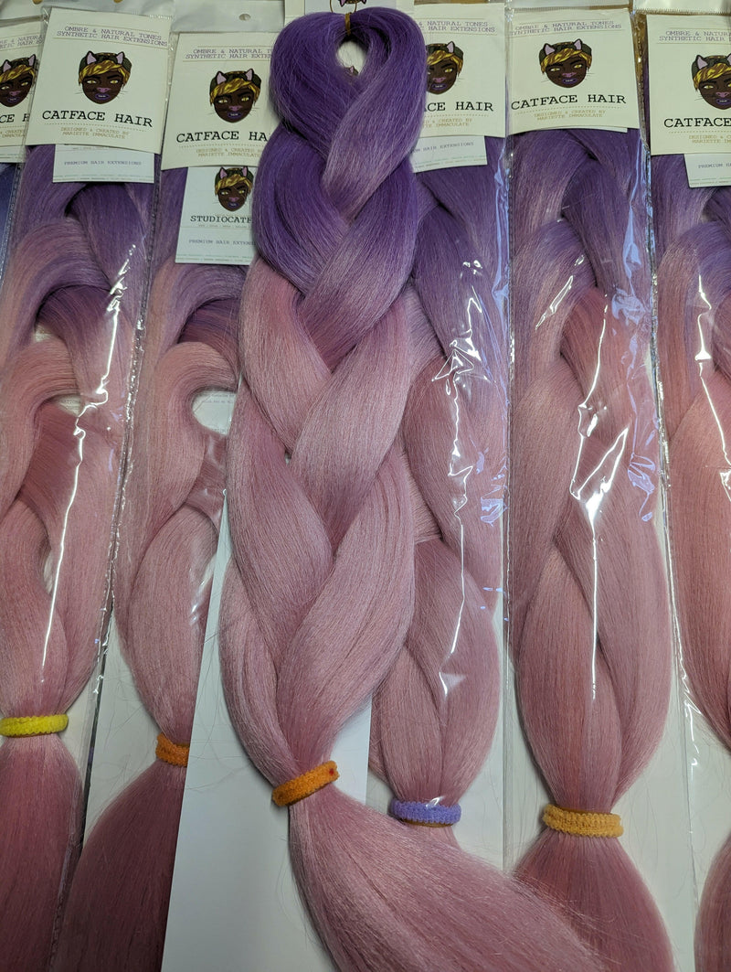 PURPLE RICH AND PRETTY PINK - TWO TONE OMBRE JUMBO BRAIDING HAIR.