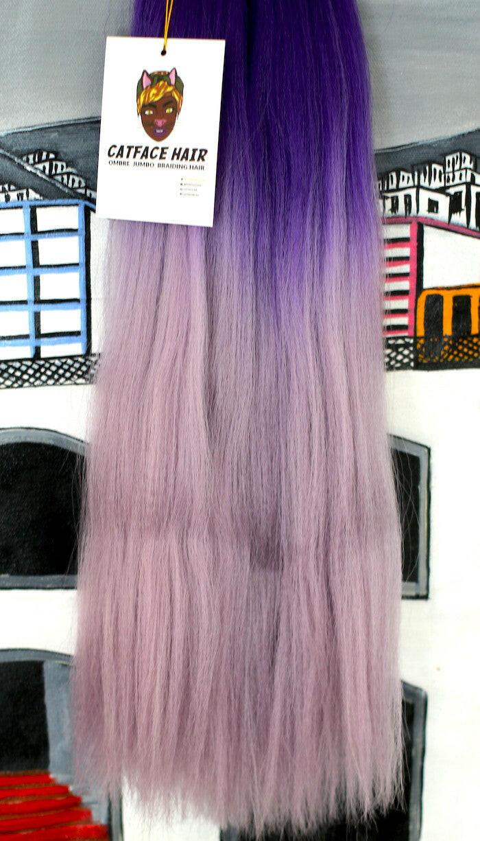 CATFACE HAIR PURPLE CANDY OMBRE BRAIDING HAIR - 16 INCHES.