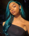 DEEP SEA BLUES  OMBRE BODY WAVE  BRAZILIAN HUMAN HAIR LACE FRONT WIG : PRE-PLUCKED TRANSPARENT SWISS HD LACE.