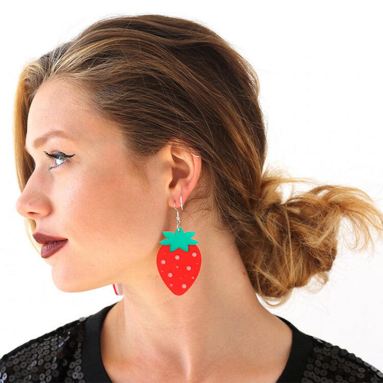 Catface Earrings - BERRY RED
