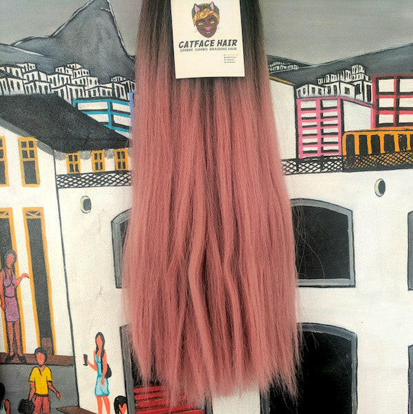 CATFACE HAIR BLACK PINK OMBRE BRAIDING HAIR - 16 INCHES.
