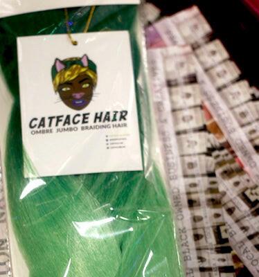 CATFACE HAIR GLOW IN THE GREEN CANDY OMBRE BRAIDING HAIR
