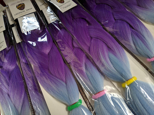 CATFACE HAIR BLACK PURPLE BLUES THREE TONE OMBRE