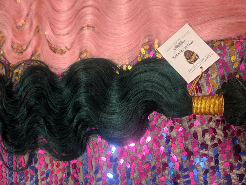 COSMIC CATFACE VIRGIN HAIR EXTENSIONS – SEA GREEN ONE TONE.