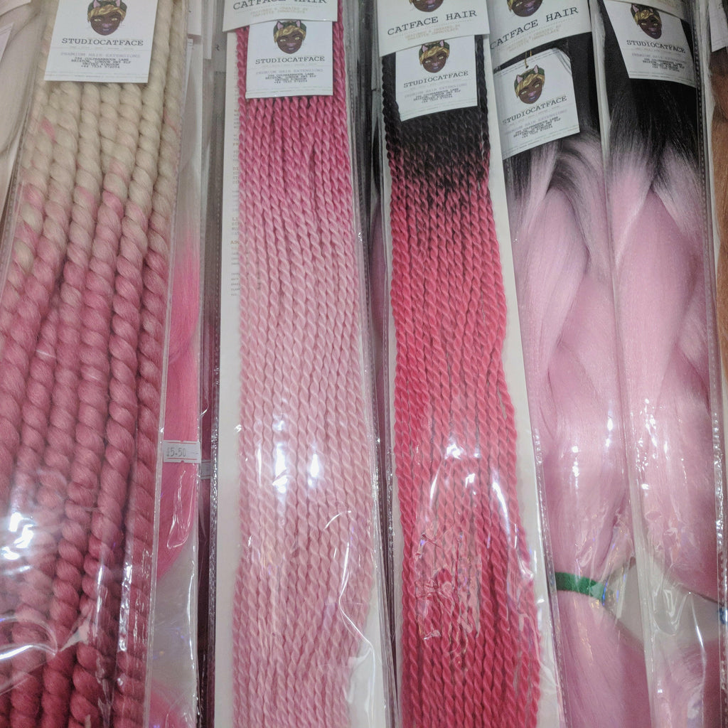 Bubble Gum Pink Small Rope Twists Crochet Braid 24 inches.