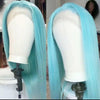 CATFACE HAIR HUMAN HAIR BRAZILLIAN LACE FRONT MINT BLUE STRAIGHT SWISS LACE FRONT WIG GRADE 10 A VIRGIN HAIR.