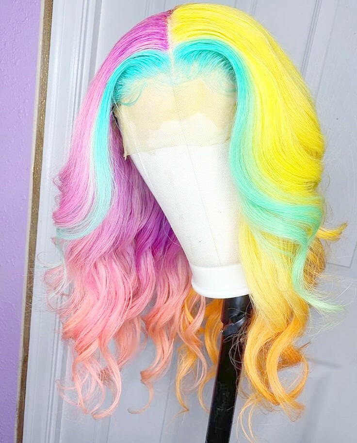 CANDY 5 TONE CRUSH OMBRE BRAZILIAN HUMAN HAIR LACE FRONT WIG  BRAZILLIAN HAIR , PRE-PLUCKED TRANSPARENT SWISS LACE.