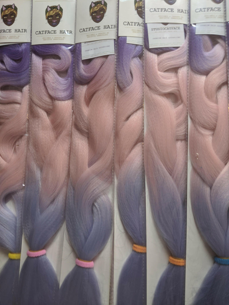 CATFACE HAIR PURPLE PINK BLUES OMBRE BRAIDING HAIR - 30 INCHES