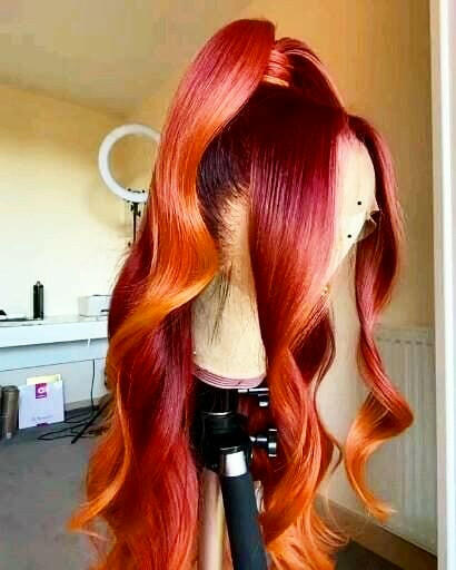 brown red orange ombre hair